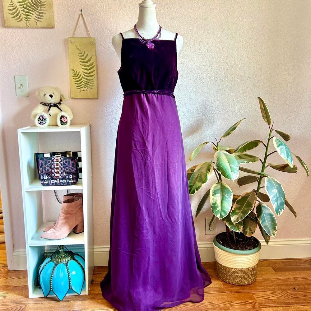 Vintage 90s purple velvet maxi dress